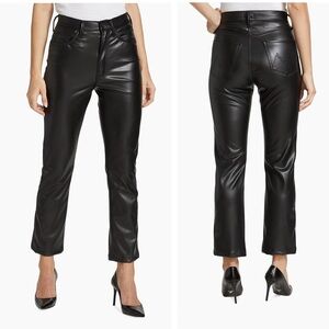 MOTHER THE HIGH WAISTED RIDER ANKLE PANTS faux leather pants